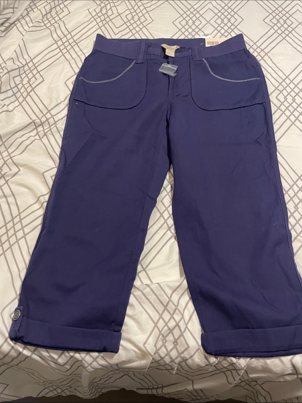Northern Reflections Deep Navy Cropped Jeans with Front Patch Pockets